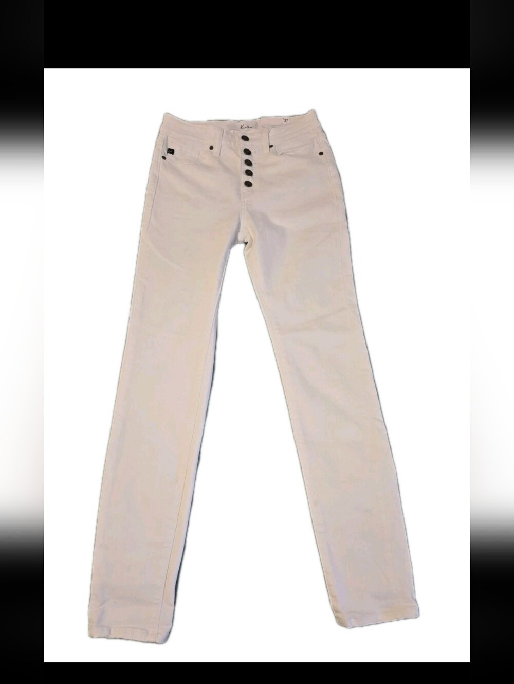 Kancan Womens 7/27 NEW WITH TAG White High-Rise Button-Fly Skinny Jeans